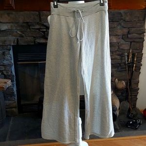 Lounge pants, striped gray/white, 29" inseam, wide leg, pull on and comfy.